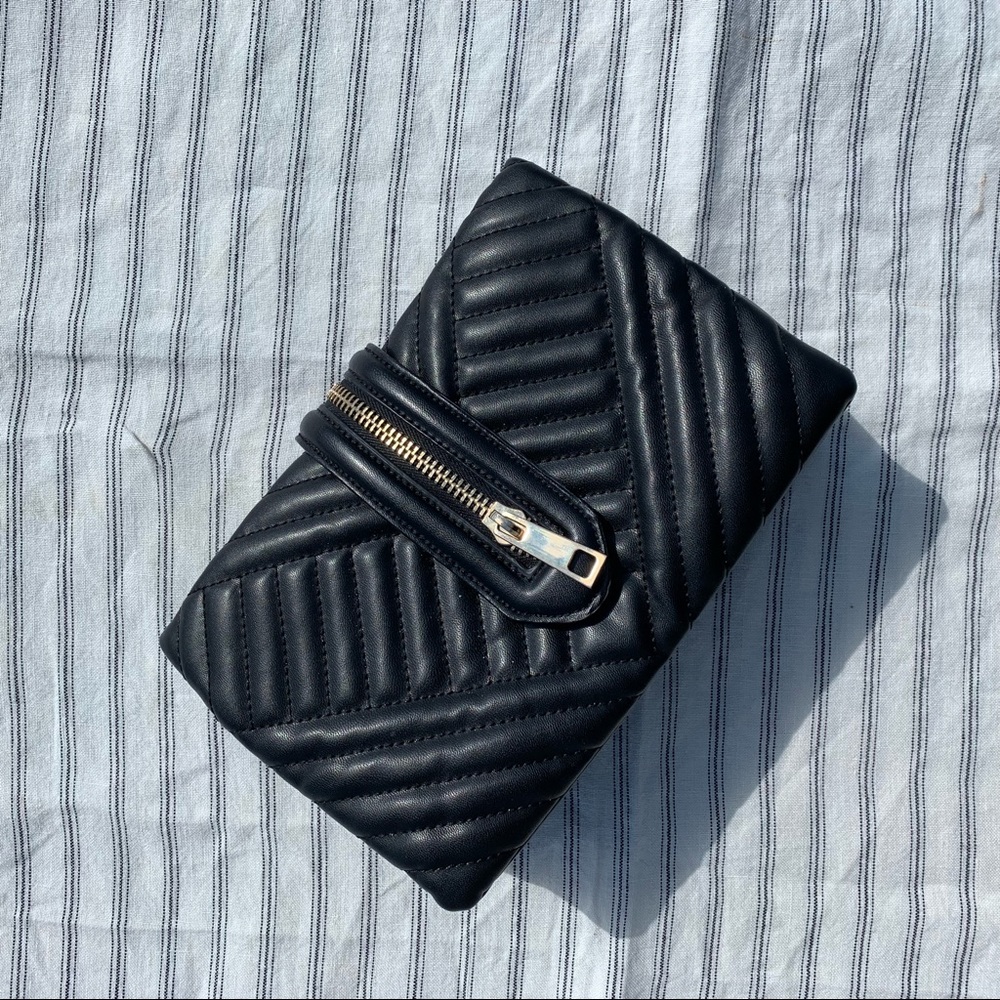 Zara Basic Quilted Faux Leather Clutch with Zipper